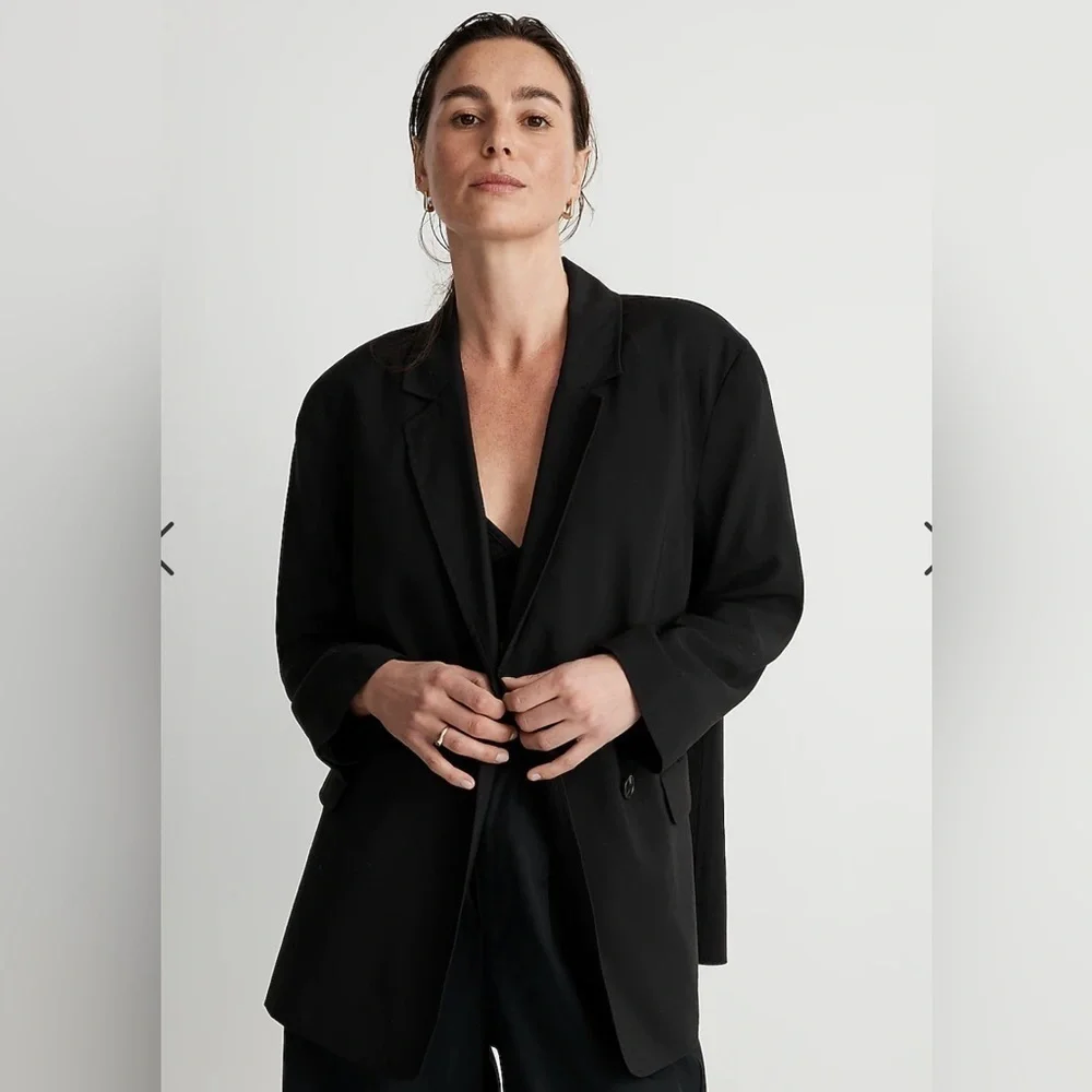 Madewell Elyaf Relaxed Drop Shoulder Softdrape Blazer Black XS NWT - Picture 3 of 13
